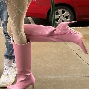 Pink thigh high heels